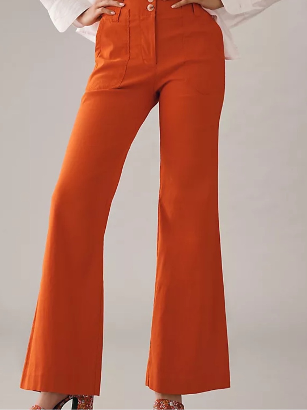 Maeve Anthropologie Naomi Pants Women 8 Burnt Orange Flare Stretch Y2K Knit